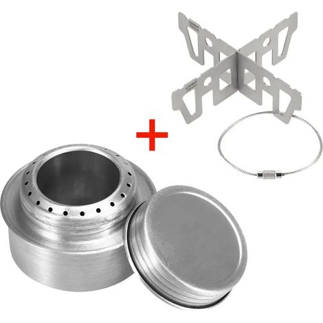 Réchaud à alcool en alliage d'aluminium avec couvercle, mini réchaud de poche portable, réchaud de cuisine pour le camping, la randonnée et le trekking. (1/4)