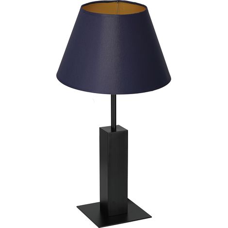 Lampe de table noire 56 cm abat-jour bleu E27 Luminex