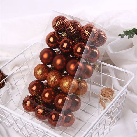 Boules de Noël Assortiment Pendentif Ornement Ensemble Décorations D'arbre Décoration Brun 36pcs 4 cm Marron (1/5)