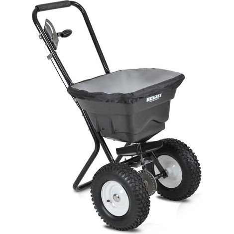 Épandeur universel 29 l – Largeur d'épandage 46-48 cm – Dosage précis – Châssis en acier robuste – Roues pneumatiques – Hecht
