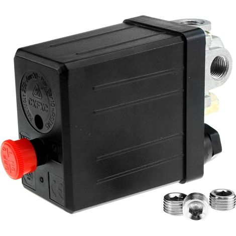 Commutateur de compresseur d'air monophasé 175 PSI 15 A + 3 bouchons d'obturation 1/4 BSP (1/3)