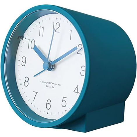 Analoger, batteriebetriebener Wecker ohne tickendes Geräusch, mit aufsteigendem Signalton und Schlummerfunktion (blau)