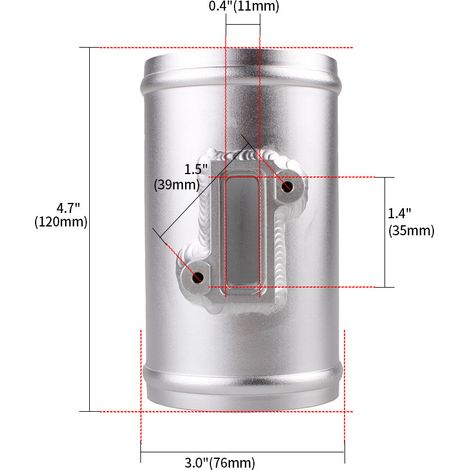 Flanschhalterung für Luftmassenmesser am Ansaugstutzen für Honda, Ford und Nissan - Silber 3 Zoll (76 mm) (1/4)