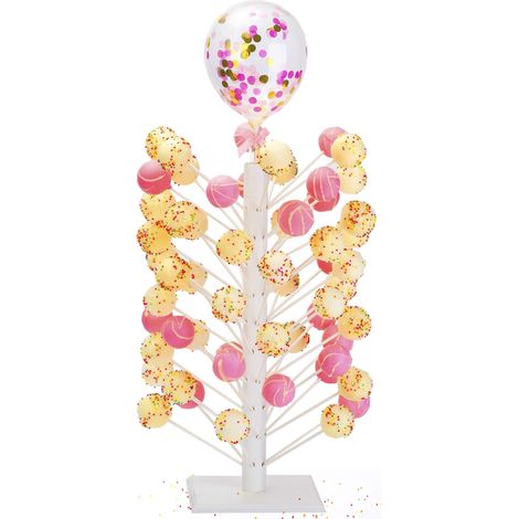 Wood Cake Pop Stand - 60 Hole Wooden Lollipop Holder Candy Table Display, Decorative Dessert Stand for Wedding Birthday Baby Shower Parties - Sturdy and Easy to Assemble (1/5)