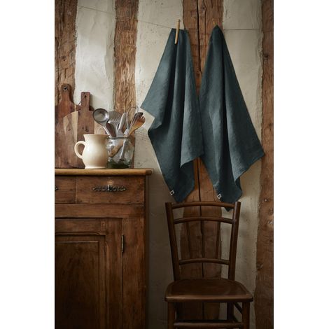 Lot de 2 essuie-mains "Soline" 50 x 70 cm Lin lavé - Soline Ardoise - Soline Ardoise -