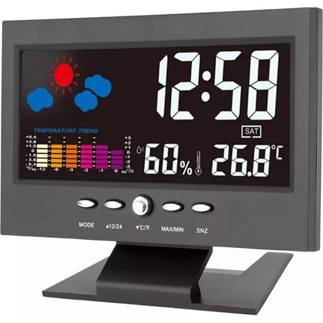 Horloge de bureau multifonctionnelle à calendrier numérique LED - Grand écran rétroéclairé - Alimentation USB (1/5)