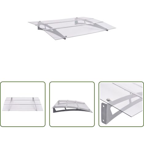 Regenschutz - Türvordach Silbern und Transparent 150x90 cm PET (1/5)
