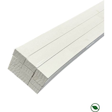 Lot de 12 tasseaux sapin du Nord prépeints blanc 2400 x 27 x 13 mm FSC (1/2)