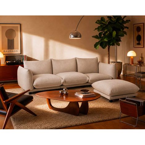 Jeanne - canapé modulable d'angle réversible 4 places en velours texturé - beige (1/5)
