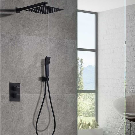 Barra De Ducha de Acero Inox. Negro Cuadrado Extraplano Serie Cies IMEX (1/4)