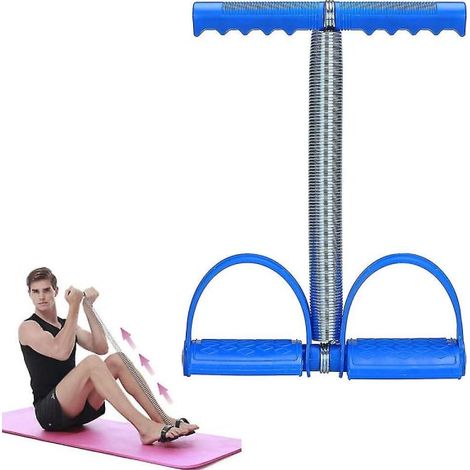 Elastisk Sitt upp Dra rep Fjäderspänning Fotpedal Mage Ben Tränare Mage Trim Utrustning Kroppsbyggande Hemgym Arm Midja Sport Fitness Stretch Blue (1/4)