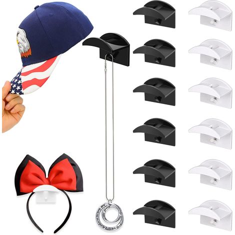 Porte Casquette Mural 12 Pièces Crochets De Chapeaux Adhésif Range Casquette Support Casquette Lavage Organisateur De Casquette De Baseball pour Porte Chambre Maison Placard (1/5)