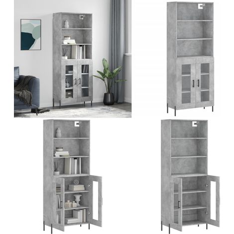 Highboard Betongrau 69,5x34x180 cm Holzwerkstoff - Sideboard - Hochschrank - Wohnraumgestaltung - Aufbewahrungslösung - Betonoptik - Home & Living (1/5)
