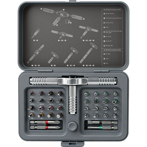 Jeu de tournevis à cliquet - Kit d'outils de précision 39 en 1, poignée amovible (1/5)