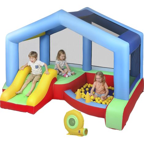 Château Gonflable, Trampoline, Toboggan, Multicolore (1/2)