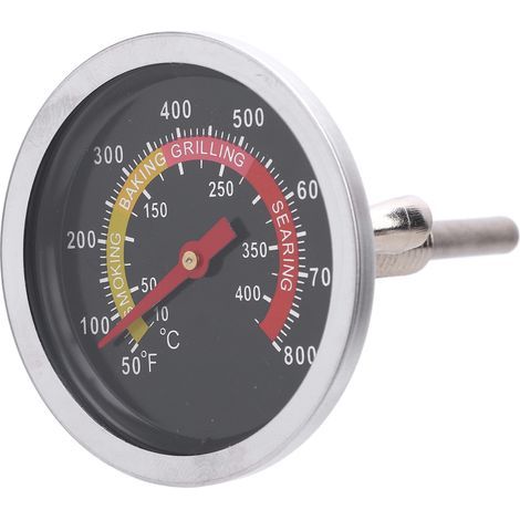Stainless steel oven thermometer, large 2.4-inch dial, for cooking and baking with M10 thread, suitable for grilling, frying, smoking, and barbecuing. (1/5)