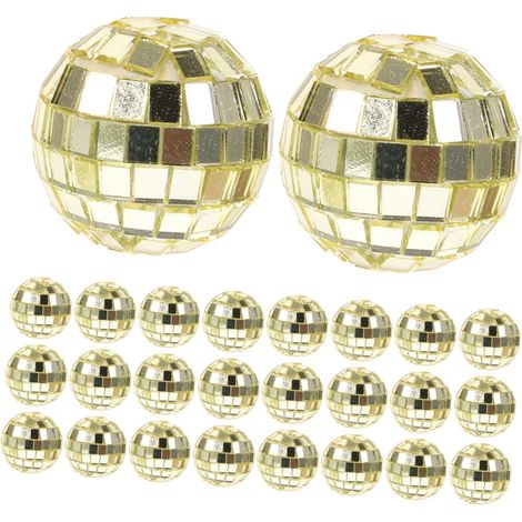 24pièces Boules Disco Dorées à Facettes Verre Lot de Boules Suspendues pour Décoration De Noël Mariage Et Événements Festifs (1/5)