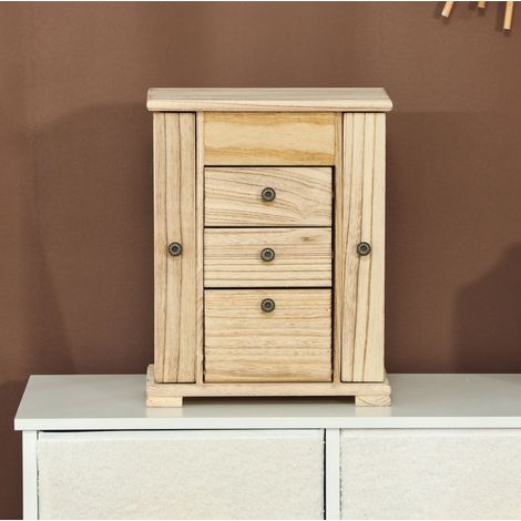 Schmuckbox mit 4-stufigem Layout, integriertem Spiegel, Holz, Braun HAVRYA (1/5)