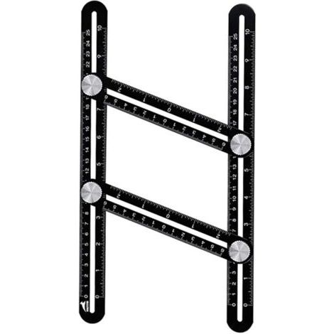 Gabarit de traçage en alliage d'aluminium, règle de mesure multi-angles, outil de gabarit d'angle pour artisans, constructeurs et bricoleurs (25 cm) (1/5)