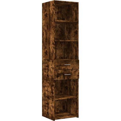 Buffet,Bahut,Meuble de Rangement haut chêne fumé 45x42,5x185 cm bois d'ingénierie CFW33291 (1/5)