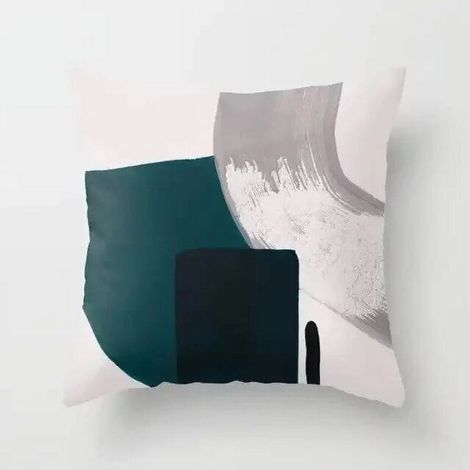 Taie D'oreiller - Coton Linen Mélangé - Motif Aquarelle Abstrait Double Face - Pour Canapé Lit Chaise Bureau Extérieur - 40x40 cm (1/5)