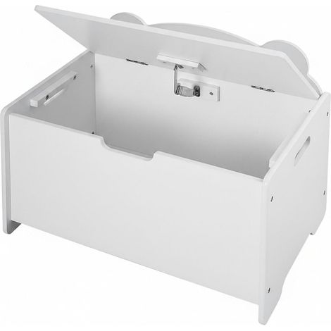 Coffre à jouets design enfant silhouette ours 48 x 60 x 38 cm pratique rangement déco en MDF blanc