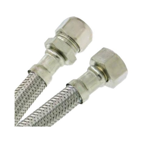 Flexible sanitaire Inox Ø intérieur 8mm - raccord Bicône Cuivre 12/14 - Femelle 1/2" (15/21) - longueur 30 cm (1/2)