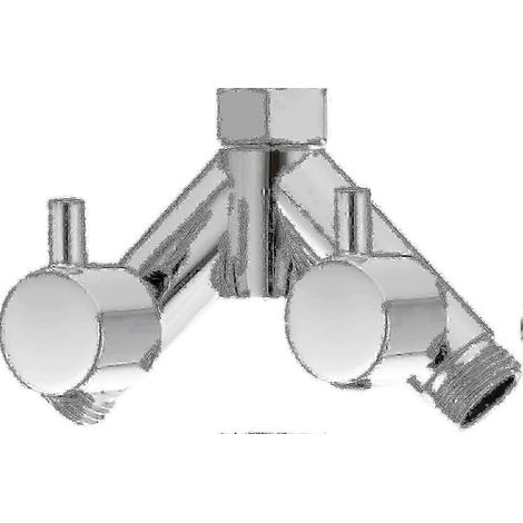 Robinet inverseur de douche en laiton à 2 voies avec vanne d'arrêt, distributeur en Y de 1/2 pouce pour flexible et pommeau de douche, conception anti-fuite chromée