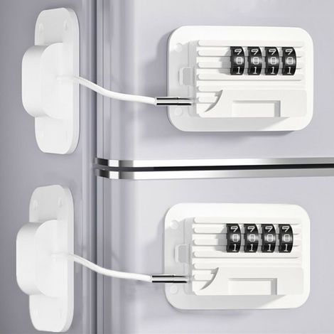 Lot de 2 Serrure de Porte de Réfrigérateur pour Sécurité Enfant avec Code à 4 Chiffres Serrure à Combinaison de Frigo pour Enfants Serrures de Sécurité Enfants pour Placards Armoires Congélateurs (1/4)