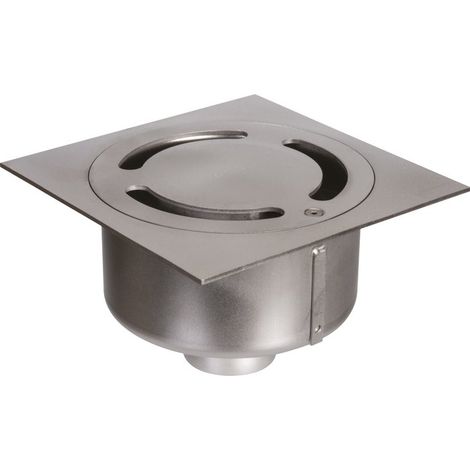Siphon de sol 200 x 200 mm – Inox 304 sablée – Sortie verticale DN63 mm – PMR pour chantiers humides – ACO (1/2)