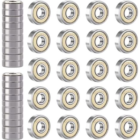 40 pièces 608zz roulements à Billes, pour Planches à roulettes, Scooters, Patins à Roues alignées, 8 mm x 22 mm x 7 mm (1/4)