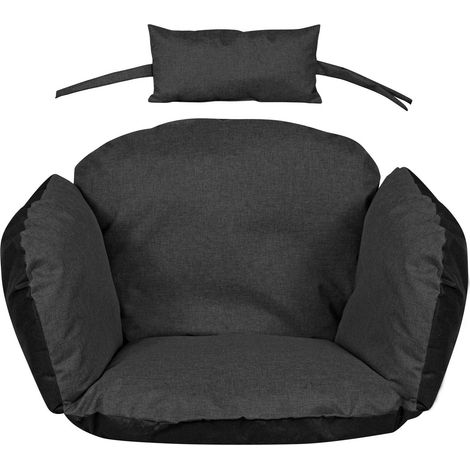 Cojín de jardín de 113x112 cm para silla colgante, diseño de nido de cigüeña, impermeable, color negro.