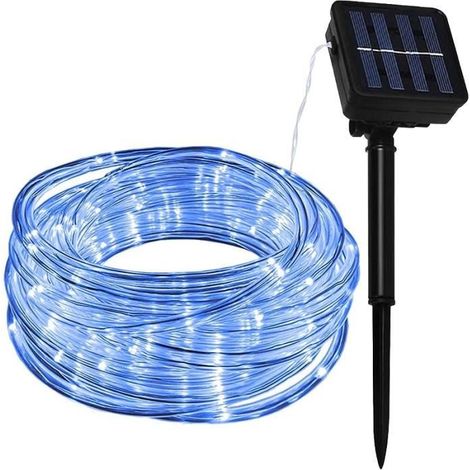 10 m lange, wasserdichte, blaue Solar-Lichterkette für den Außenbereich, Röhren-Lichterkette für den Garten, verschiedene Farben