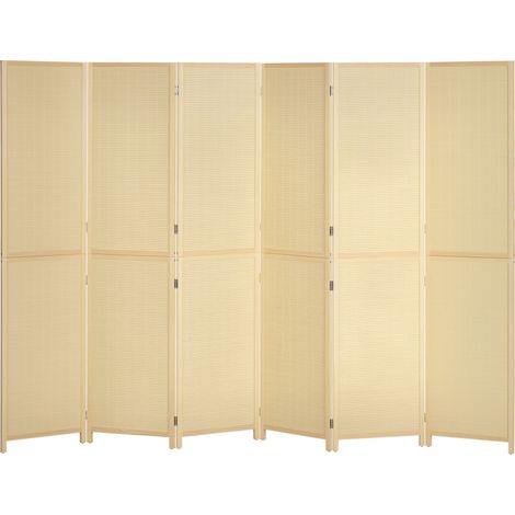 Paravent pliable en bambou naturel 6 panneaux 270x180 cm cloison séparatrice pour pièce, séparateur d'espace bois