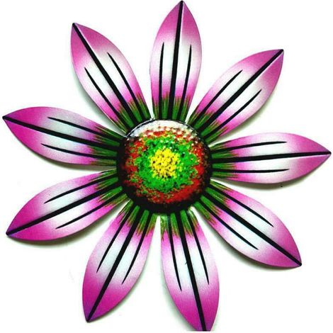 Sculpture Murale Fleur - En Fer - Pour Décoration Extérieure et Intérieure - 23,5 x 23,5 cm - 1 Pièce (1/5)