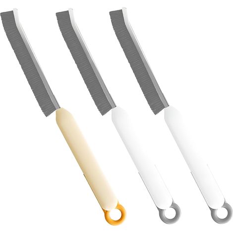 Équipement de nettoyageEnsemble de 3 brosses dures pour le nettoyage des coins, brosses à joints, brosses à joints multifonctionnelles, pour carrelage, toilettes (1 beige + 2 blanches) (1/5)