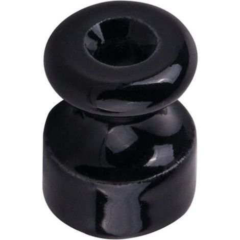 Isolante in Porcellana Nera 19x24mm per Cavo Trecciato confezione da 5 pezzi
