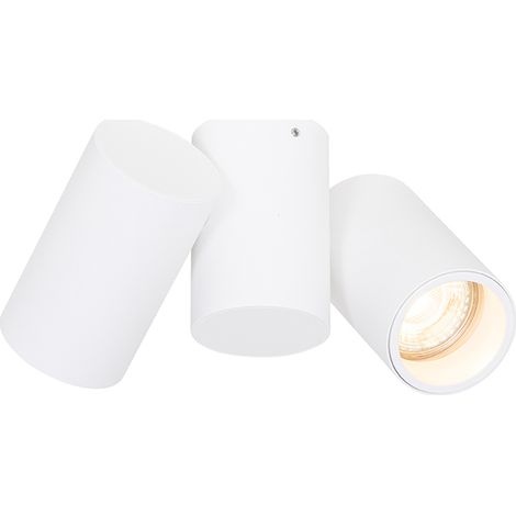 Qazqa – Plafonnier à spot blanc 2 lumières orientables – Acier – Culot GU10 – Dimmable – 172mm L pour salon, chambre, cuisine, salle à manger