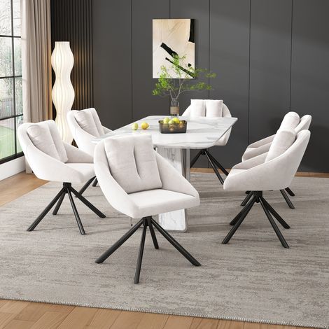 Chaises de salle à manger pivotantes 360° en velours, lot de 4, beige HAVRYA (1/5)
