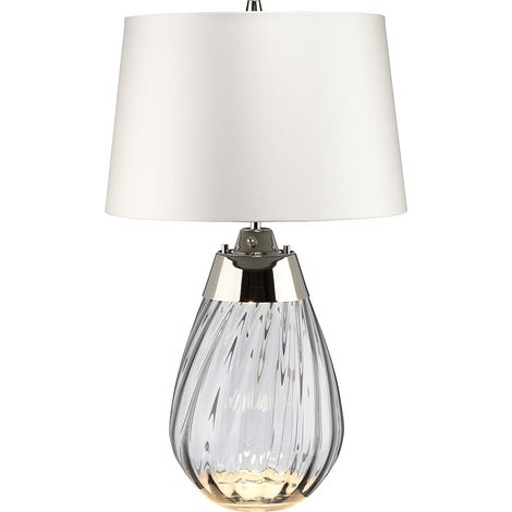 Elstead Lena 2 Leichte kleine Rauchtischlampe mit cremefarbenem Schirm, rauchgetöntem Glas, cremefarbenem Schirm, E27