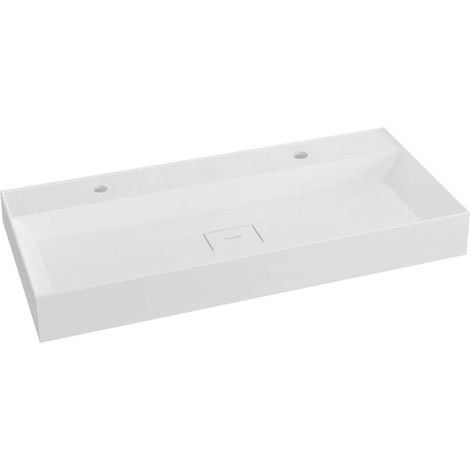 Sapho Godiva - Lavabo doble 960x440 cm, sin rebosadero, 2 orificios para grifo, blanco GU096-2 (1/5)