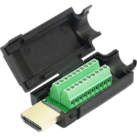 Adaptateur à bornes à vis HDMI, connecteur HDMI mâle plaqué or vers borne sans soudure (1/5)