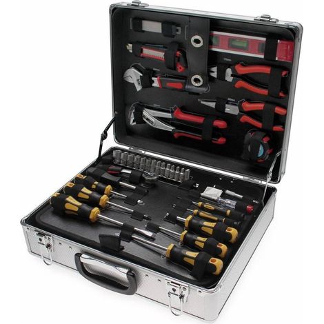 Jeu d Outils dans Malette Aluminium 129 pcs - Complet et Robuste, Acier, Pro - D-Work (1/5)