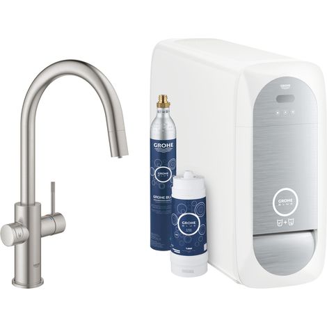 Grohe Blue Home - Miscelatore Connected per lavello, con sistema di filtraggio e raffreddamento, supersteel 31541DC0 (1/5)