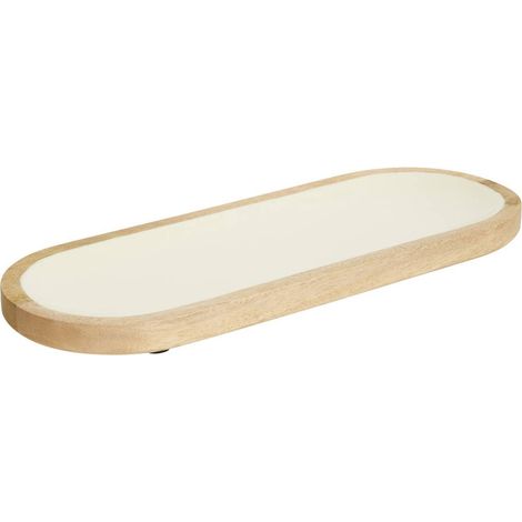 Plat Inaya 40x15cm blanc chaud et manguier - Atmosphera créateur d'intérieur
