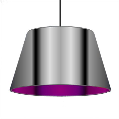 Suspension cylindrique Lustre Abat jour argent brillant rose plafonnier suspendu (1/2)