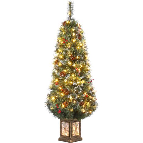 Sapin Noël artificiel 150cm enneigé, pot vintage (1/5)