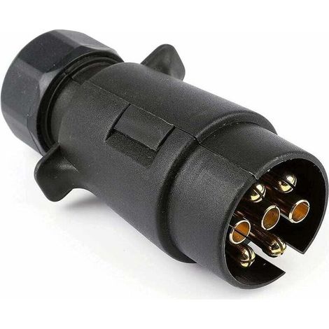 Prise Remorque 7 Broches Fiche Attelage 7 Pin Mâle pour Remorques Voiture, Caravane, Porte-vélo (1/4)