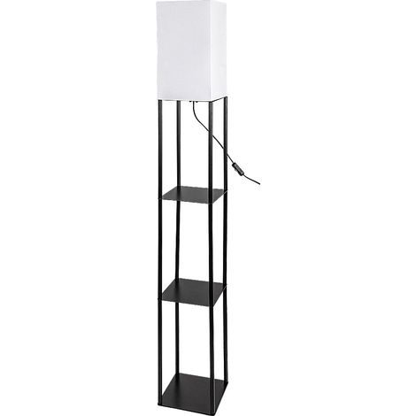 Lampadaire BRONN E27 1x max.40W métal noir, textile blanc H: 150cm L: 22cm avec interrupteur à câble (1/5)