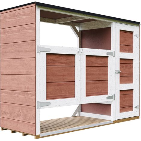 Abri de jardin pour poubelles, Cache poubelle extérieur 2x240L – coffre de rangement exterieur, armoire de jardin, cabane de jardin exterieur – Timbela M981A-REDWOOD RED (1/5)